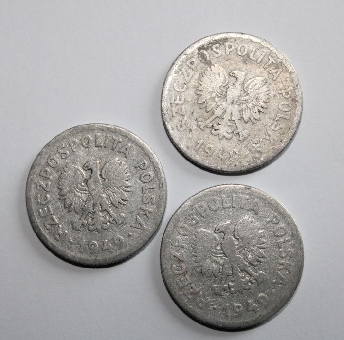 3x 1zl 1949 bez znaku mennicy.