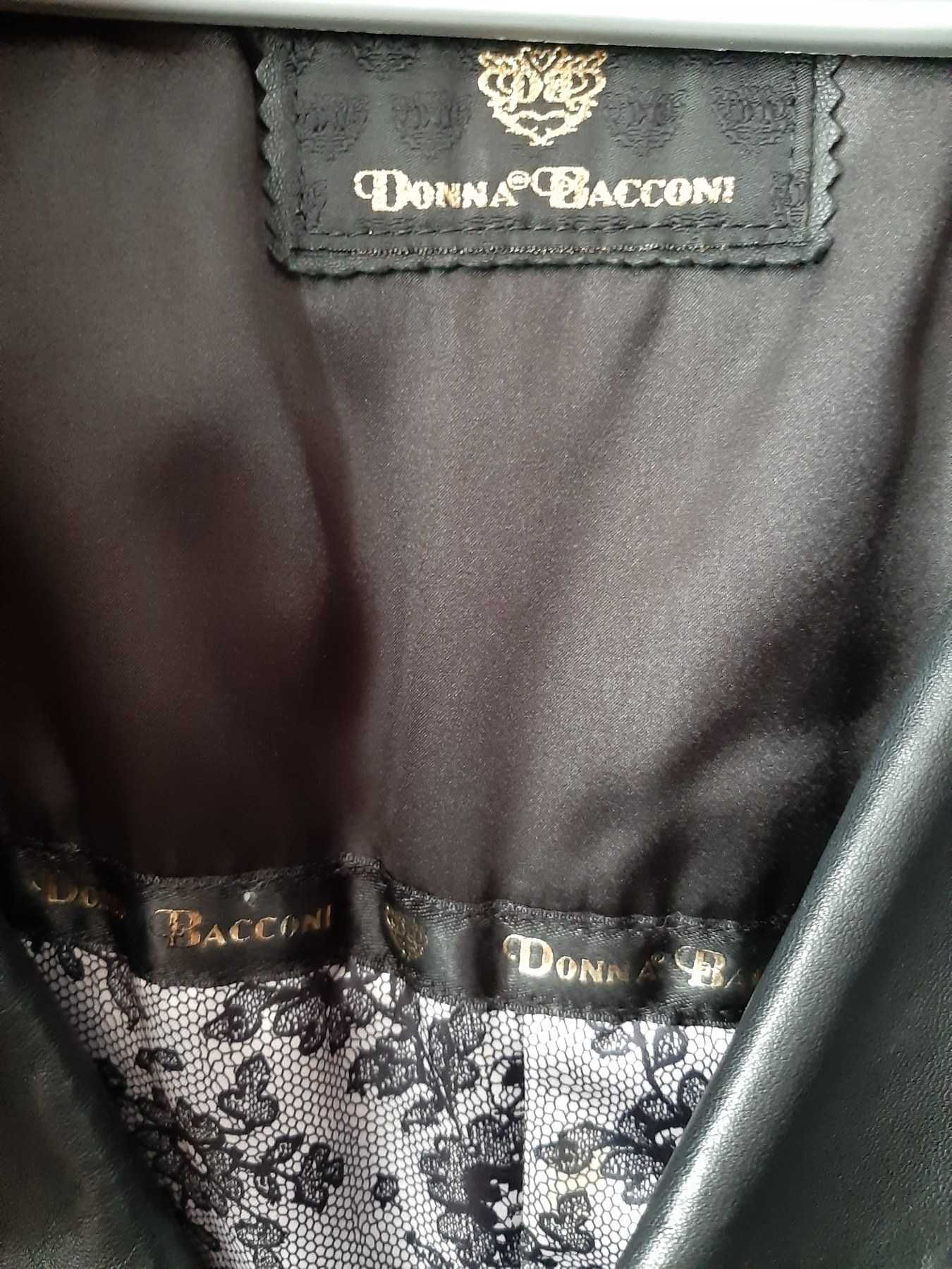 Тренч чорний зі шкіри Donna Baconi