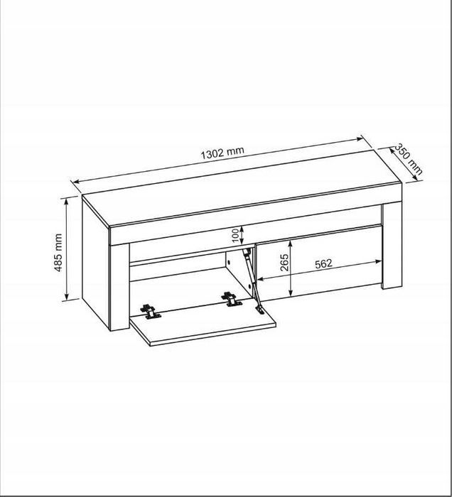 KOMODA Stolik RTV Biały 130cm Połysk + Led Stół (GRATIS)