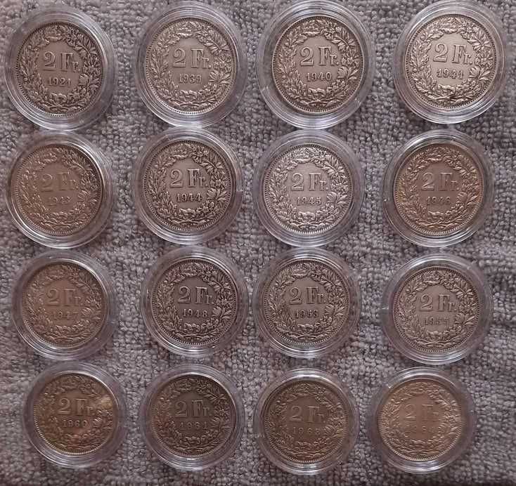 20 monet srebrnych  2 franki Szwajcaria