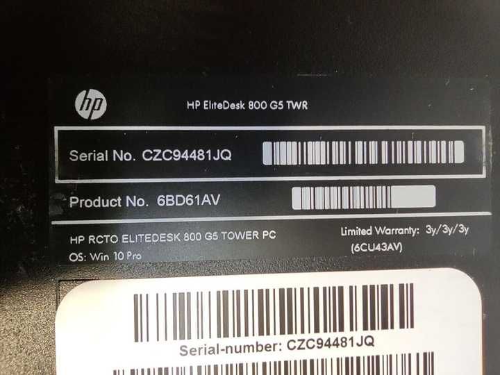 HP EliteDesk 800 G5 Tower  (Core i3,i5,i7)/(8,16GB)/SSD(128,256,512GB)