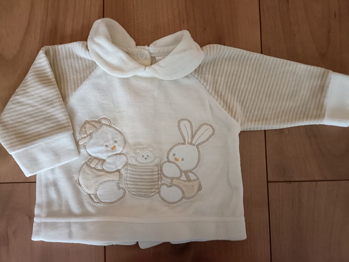 Conjunto ( Camisola + Calças) + Casaco de lã - 0 meses