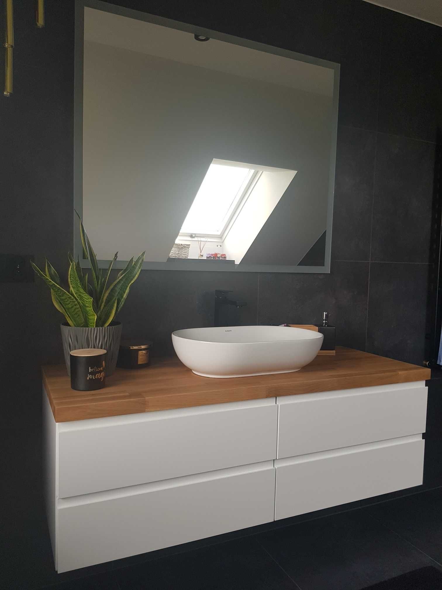 Szafka pod umywalkę  130 cm - drewniany blat