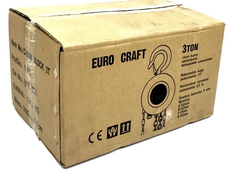 Таль цепная Euro Craft  1,2,3 тонны 2,5м Талька Ланцюгова таль Лебедка