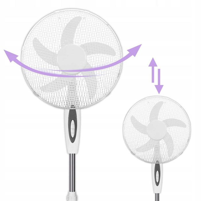 Wentylator Podłogowy Cichy Mocny Biały Wiatrak Stojący Duży Klima