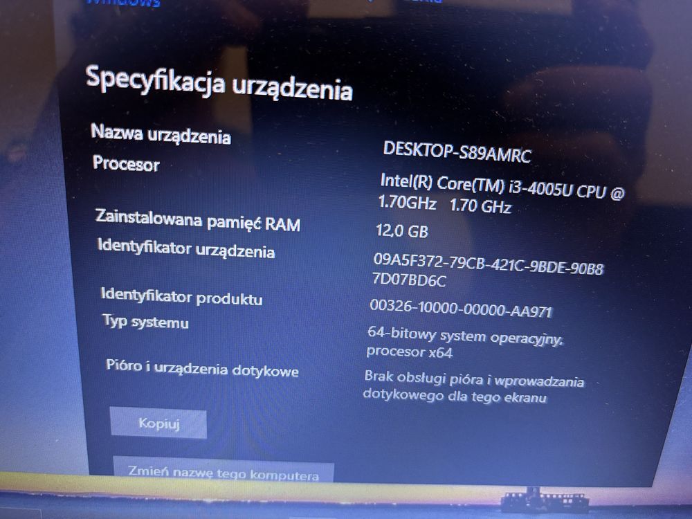 Laptop toshiba satellite 1,7GHz, Win10 Home, dysk SSD,