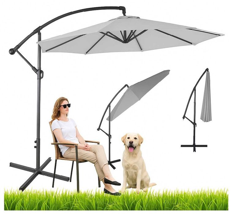 Parasol ogrodowy DUŻY składany z wysięgnikiem 8 ramion 300 cm