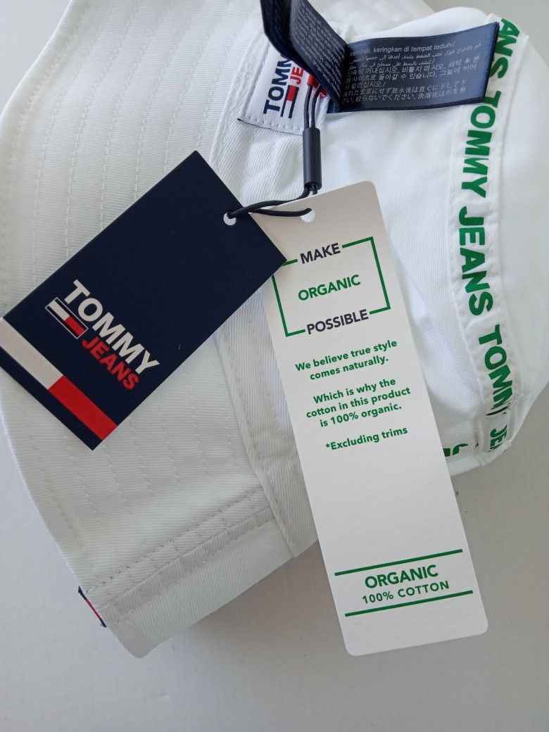 Nowy, 100% oryginalny kapelusz bucket hat Tommy Hilfiger Jeans biały