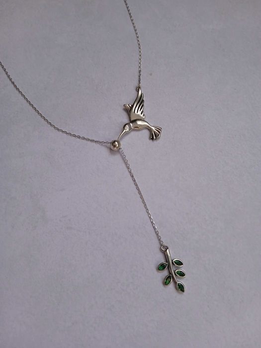 Colar em prata esterlina - Colibri / Beija-flor