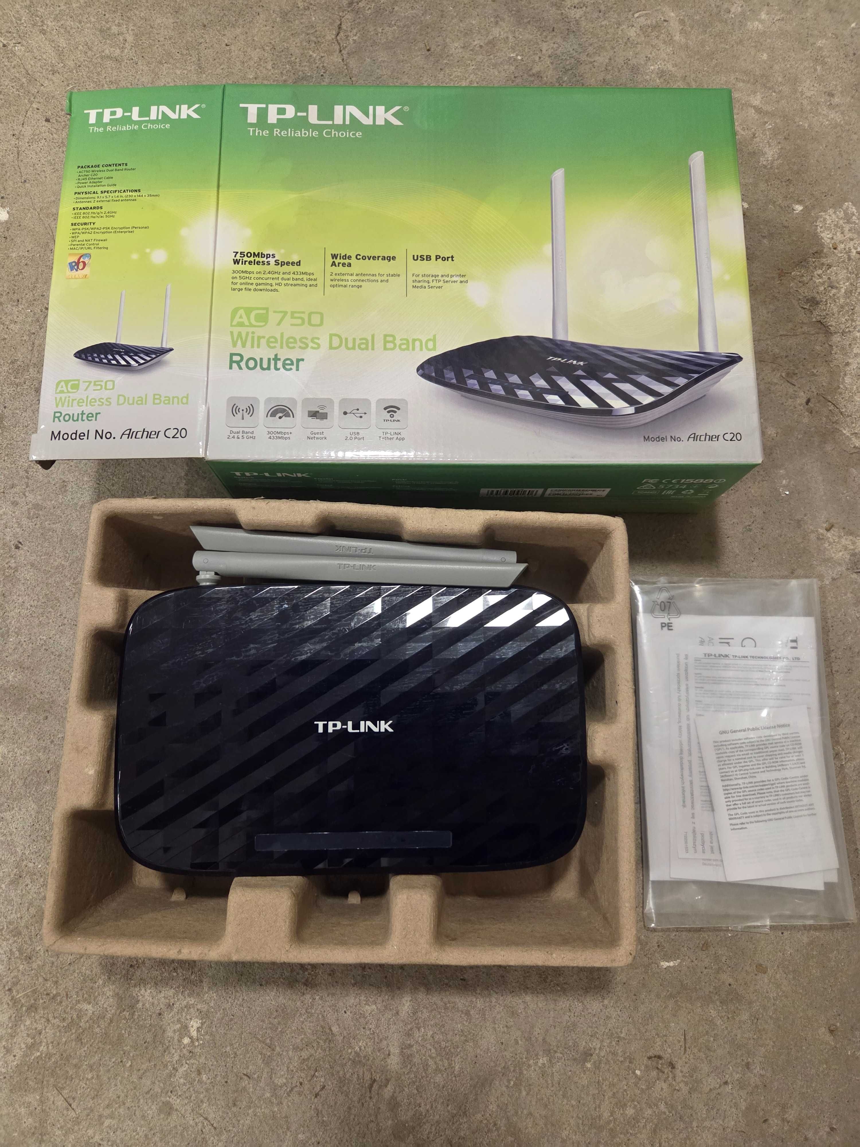 Dwupasmowy router bezprzewodowy TP-LINK AC750 Archer C20 UŻYWANY