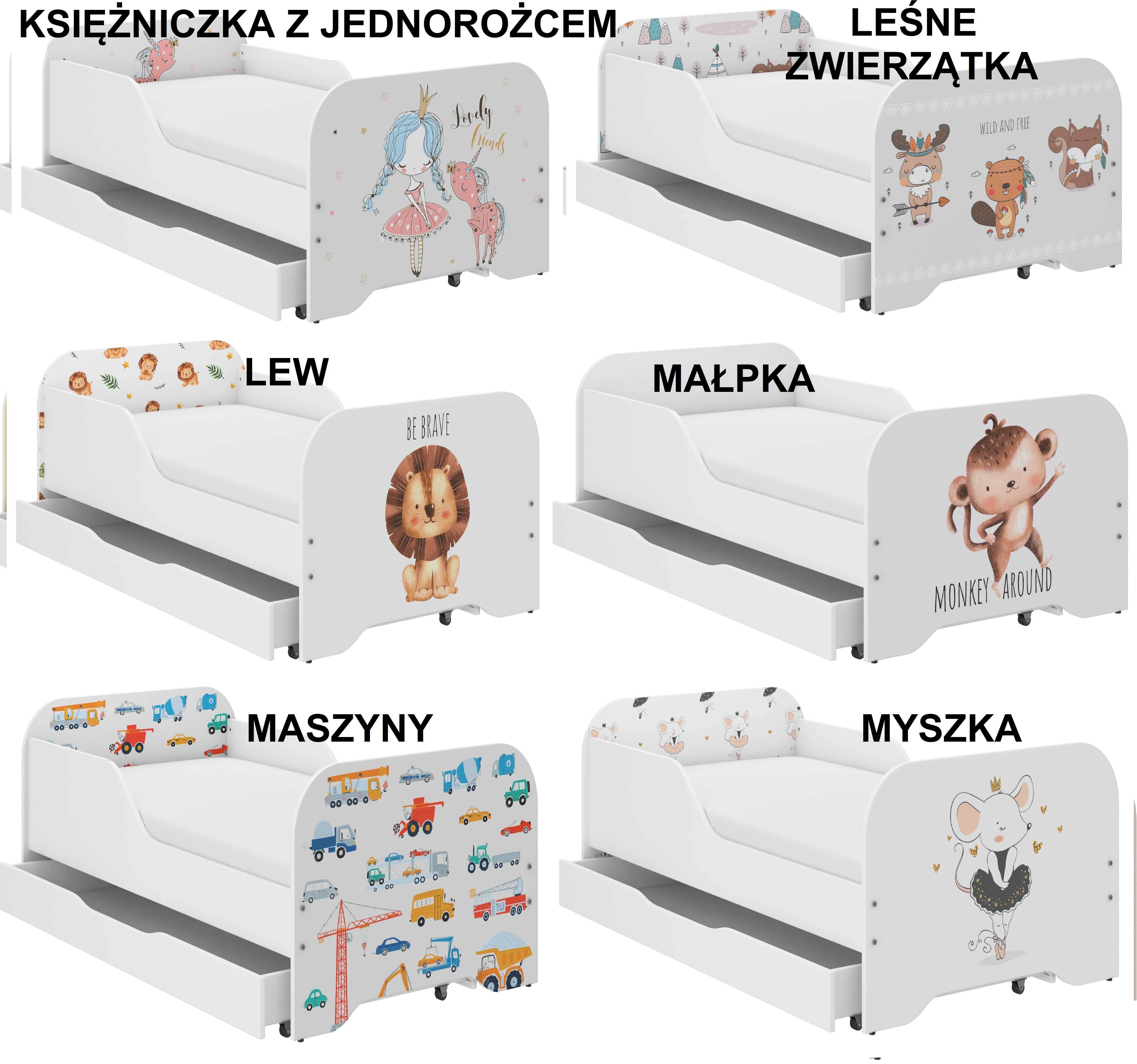 Łóżko MIKI dziecięce 160x80 + materac + szuflada ! dużo wzorów