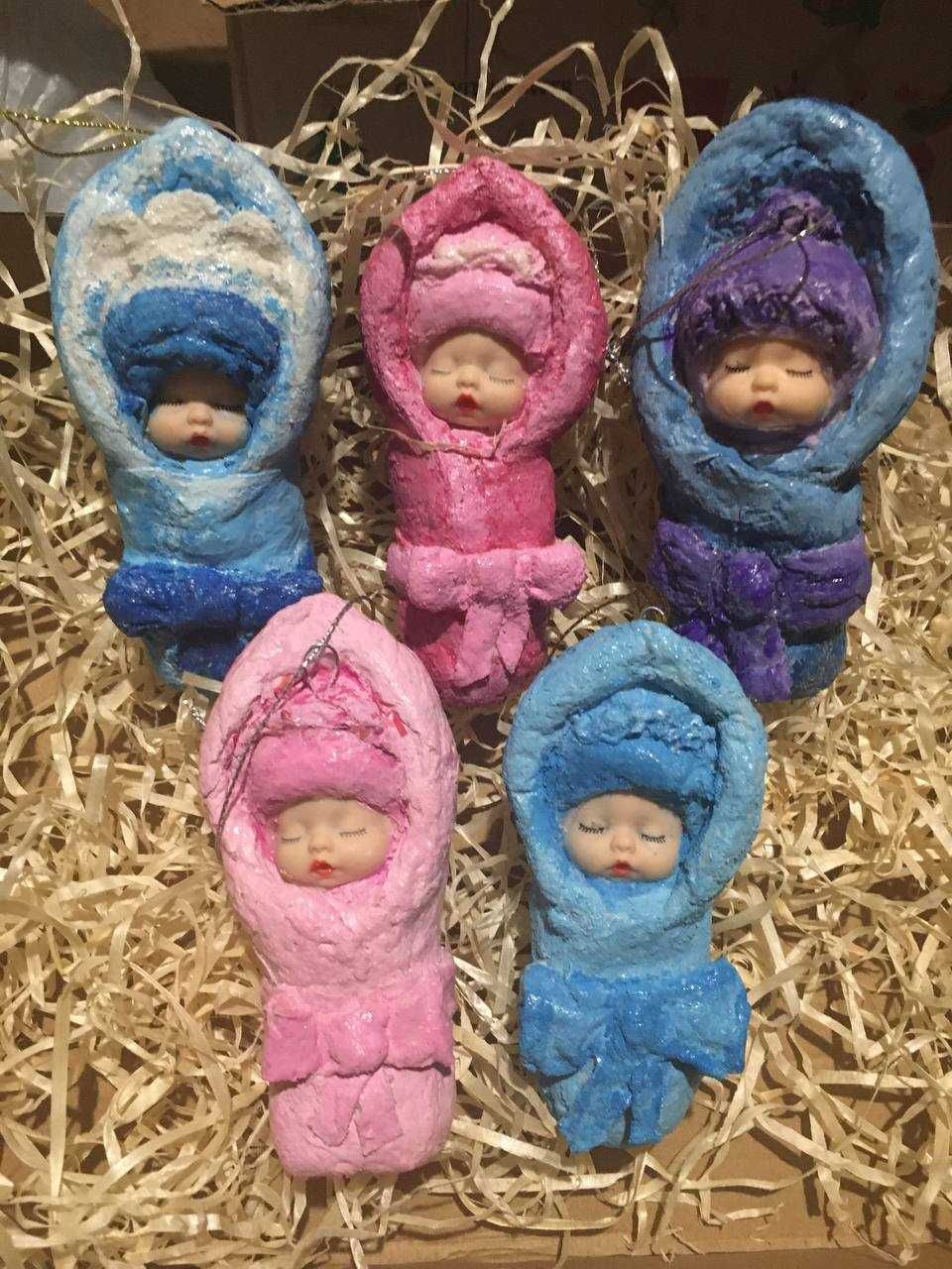 Новорічна ватна іграшка дитина малятко українка на подарунок  handmade