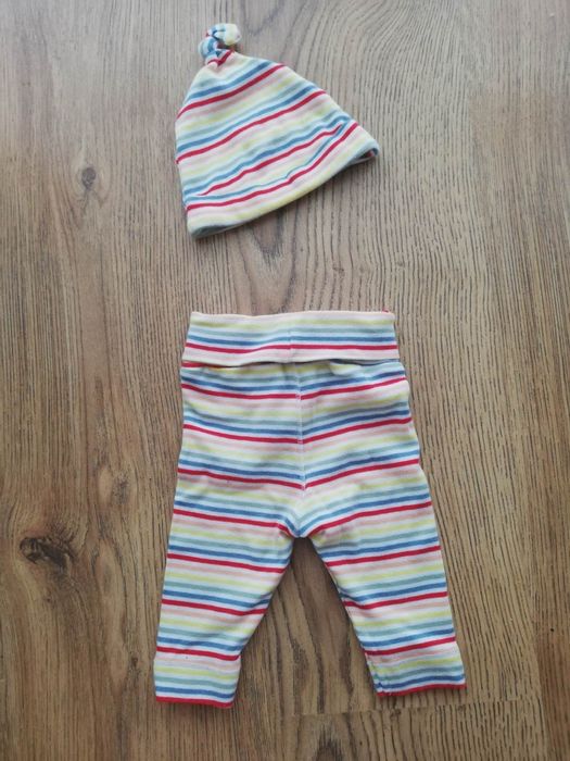 Komplet niemowlęcy spodnie i czapeczka H&M r. 56 w paski