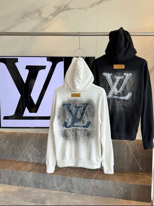 LOUIS VUITTON худи мужское оверсайз черное белое унисекс оригинал