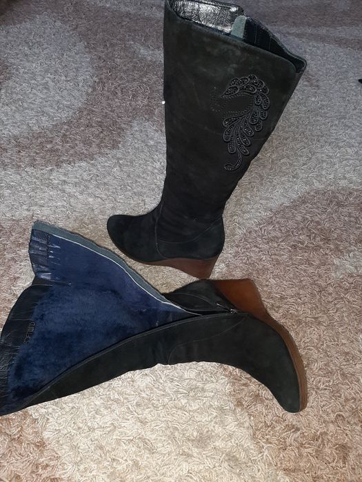 Замшевые сапоги 39р., ботиночки, 38р.