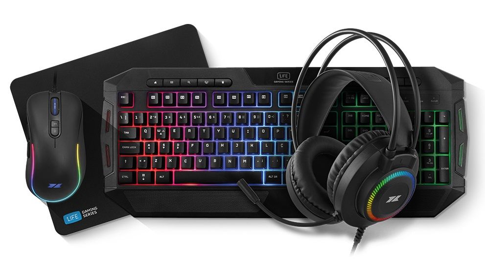 Kit 1Life RGB Rainbow Gaming Kit (Teclado+Rato+Tapete+Phones)