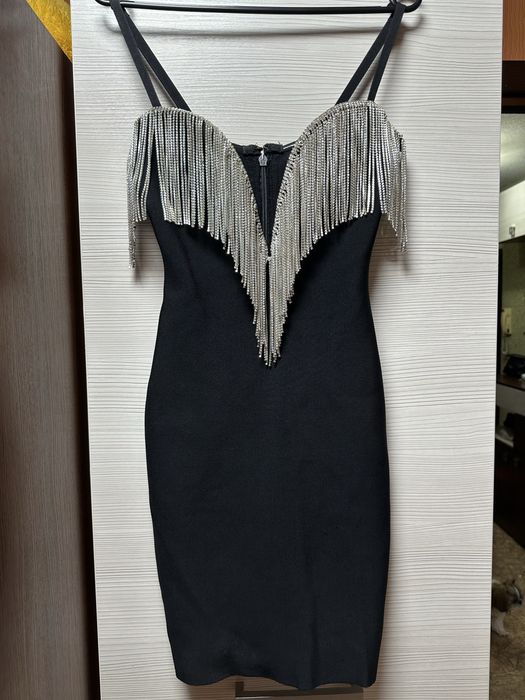 Нарядное шикарное праздничное вечернее черное платье xs/s