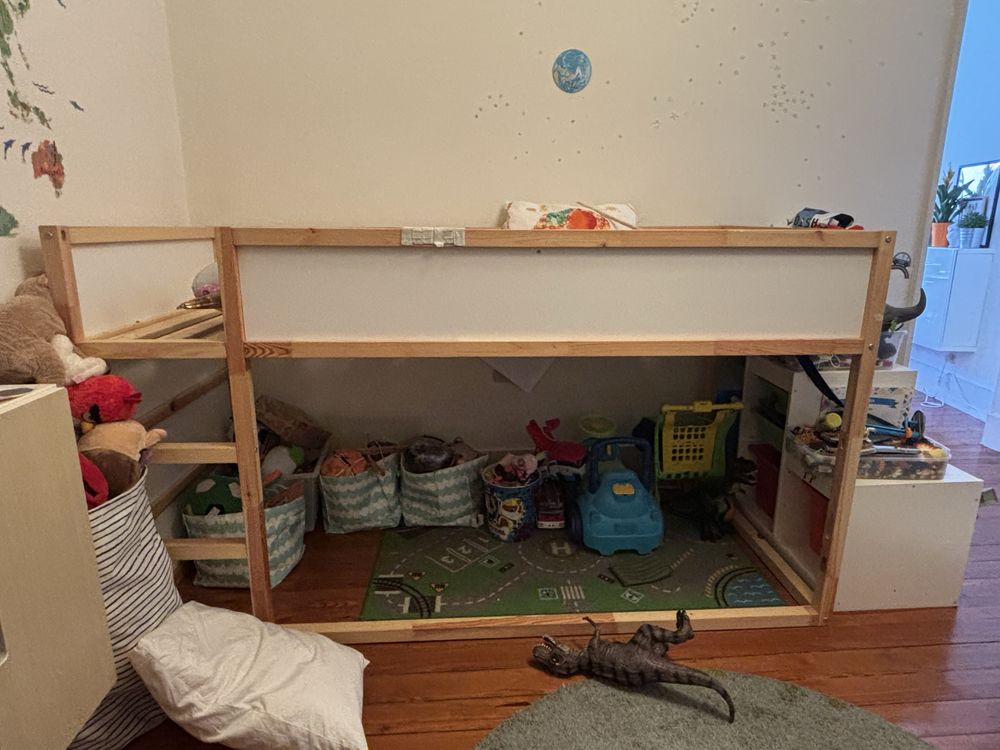 Cama KURA reversível IKEA, branco/pinho, 90x200 cm