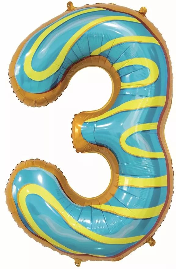 Balon foliowy. Cyfra 3, ciasteczko (78 cm). Godan