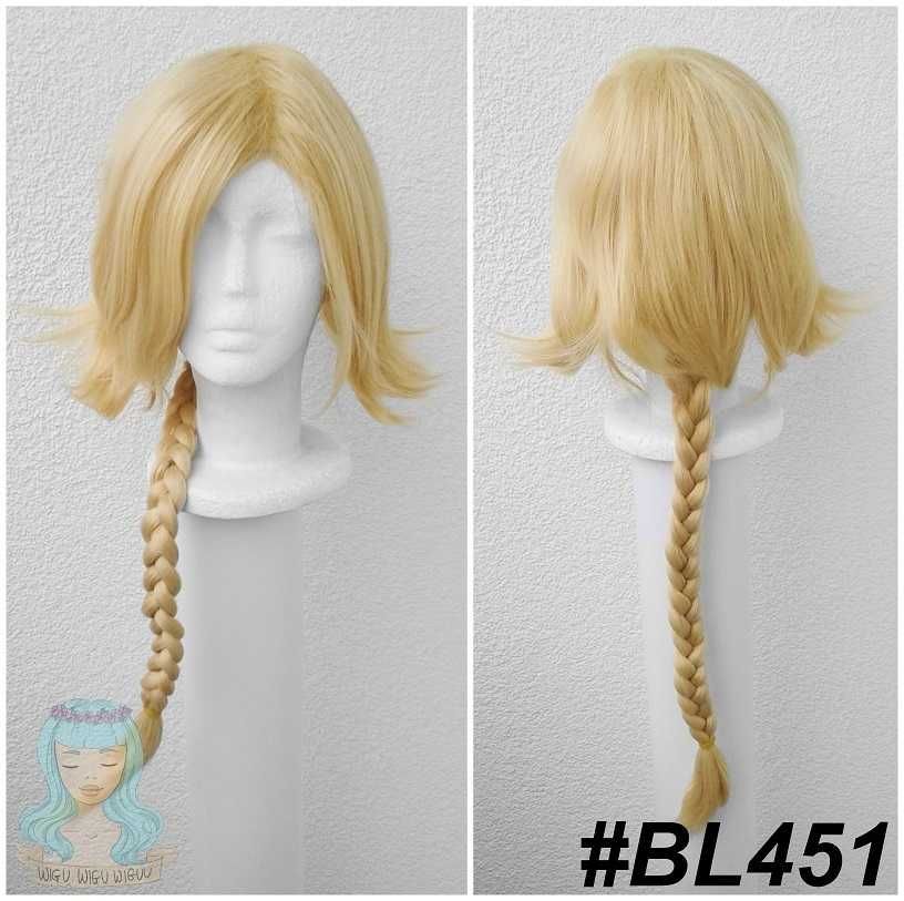 Traveler Aether Genshin Impact Blond wig peruka z warkoczem cosplay