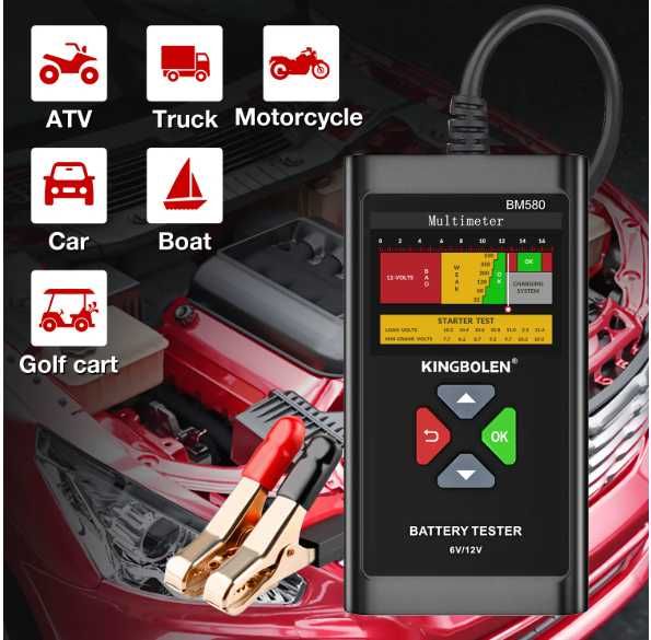 Тестер АКБ KINGBOLEN BM580.Тестер акумуляторів 6V / 12V