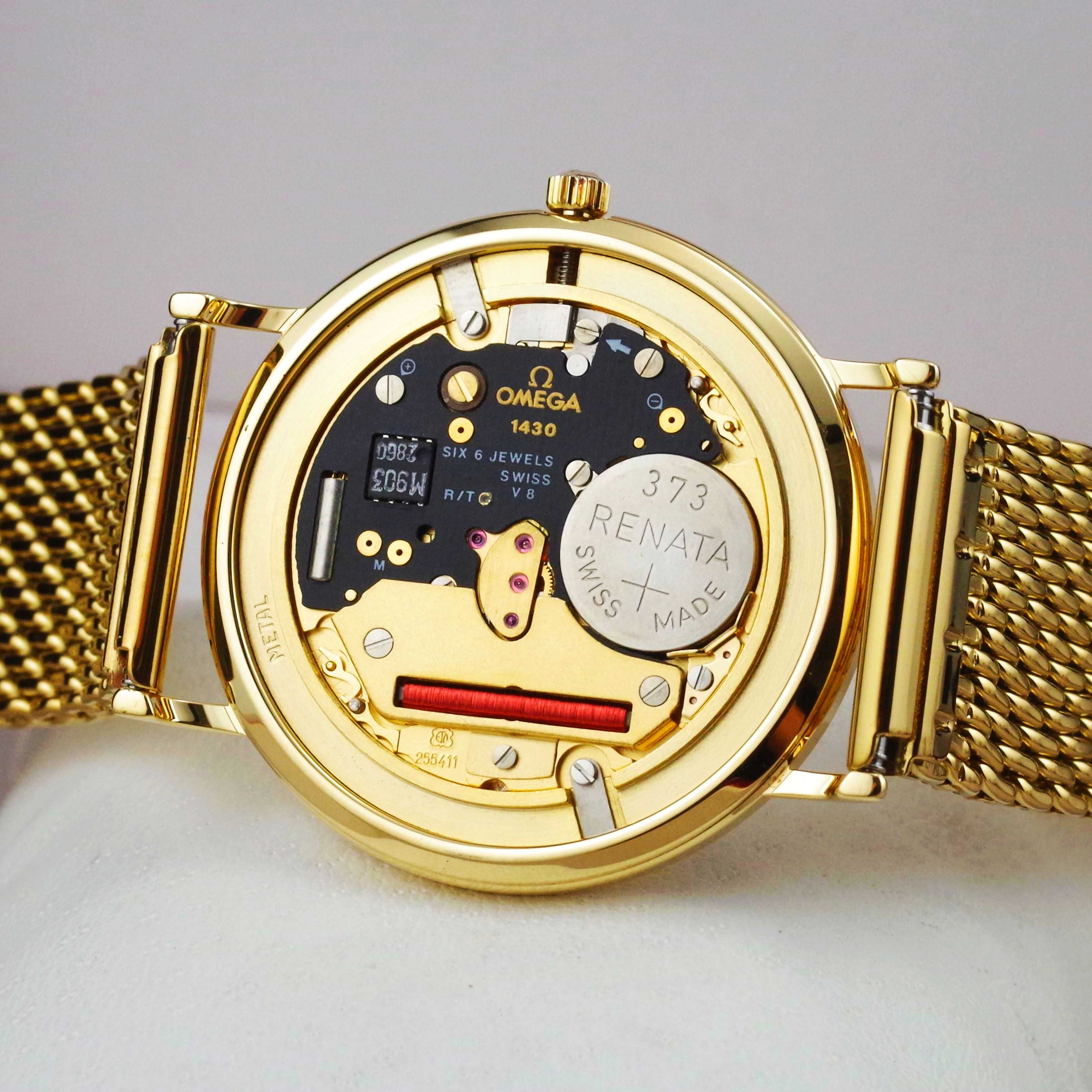 OMEGA zegarek męski LITE ZŁOTO 18K / 750 vintage cal. 1430 SZAFIR 1991