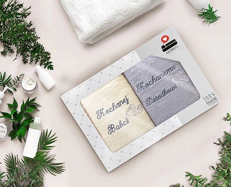 Komplet ręczników kąpielowych frotte 2szt 70x140 LUBA Dzień Babci i Dz