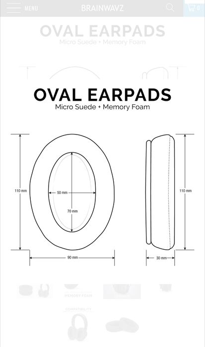 BRAINWAVZ Micro Suede + Memory Foam Earpads - Oval