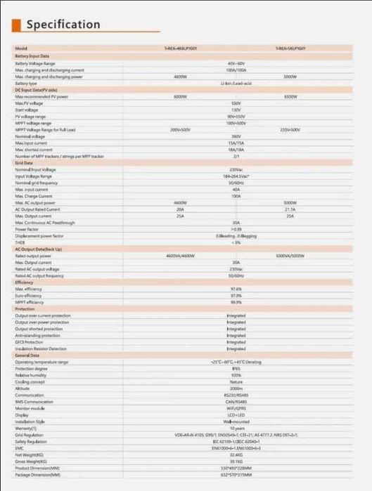 Felicity T-REX-5KLP1G01 Inversor Híbrido 5 kW Monofásico