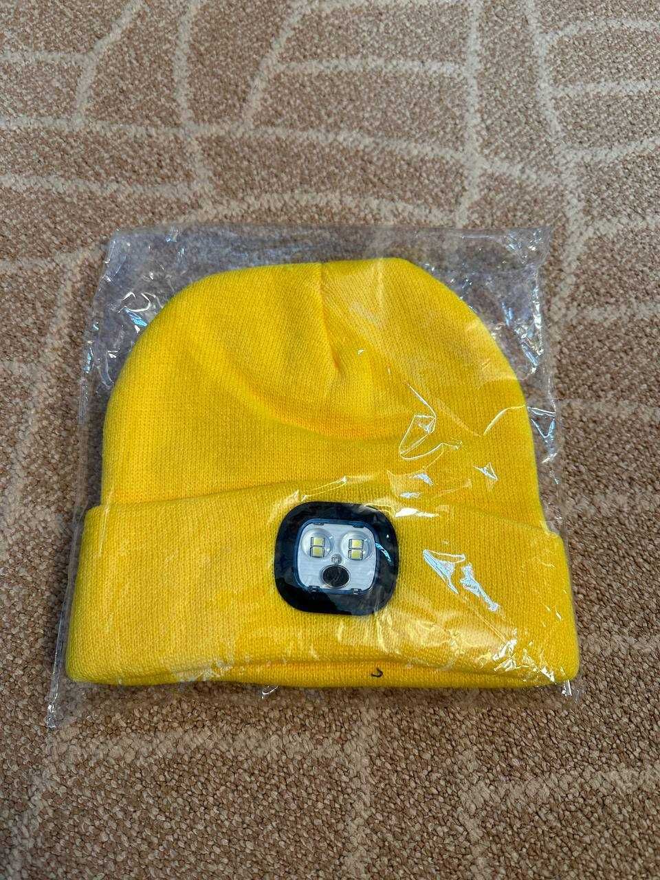 Шапка с фонариком, три режима, USB зарядка. Шапочка з ліхтариком.