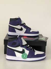 Женские кроссовки Nike Air Jordan 1 retro Black Violet White. 36-41