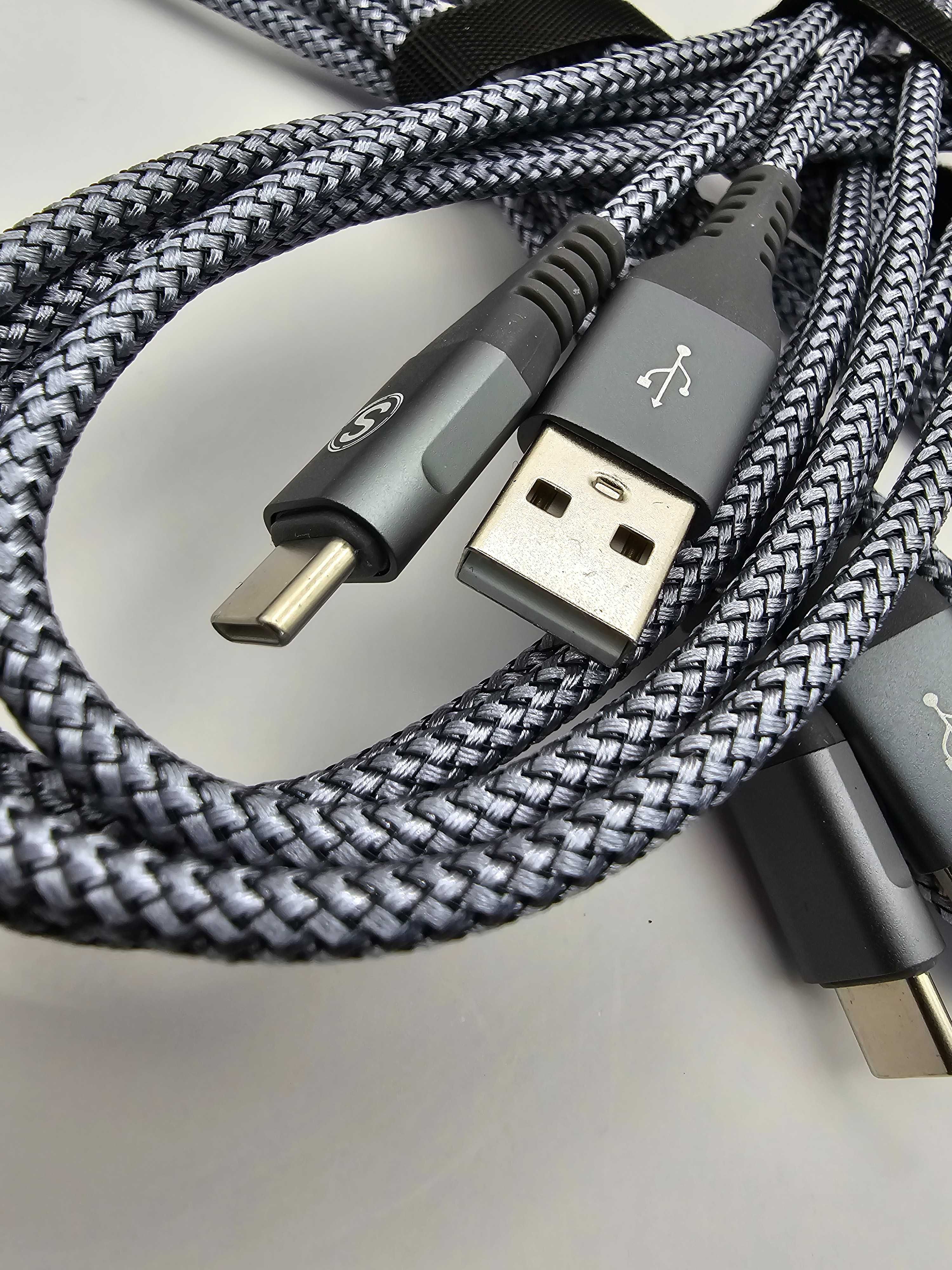 2x 3 metrowy kabel typ C do USB 3.0 Nylon & Braided szary