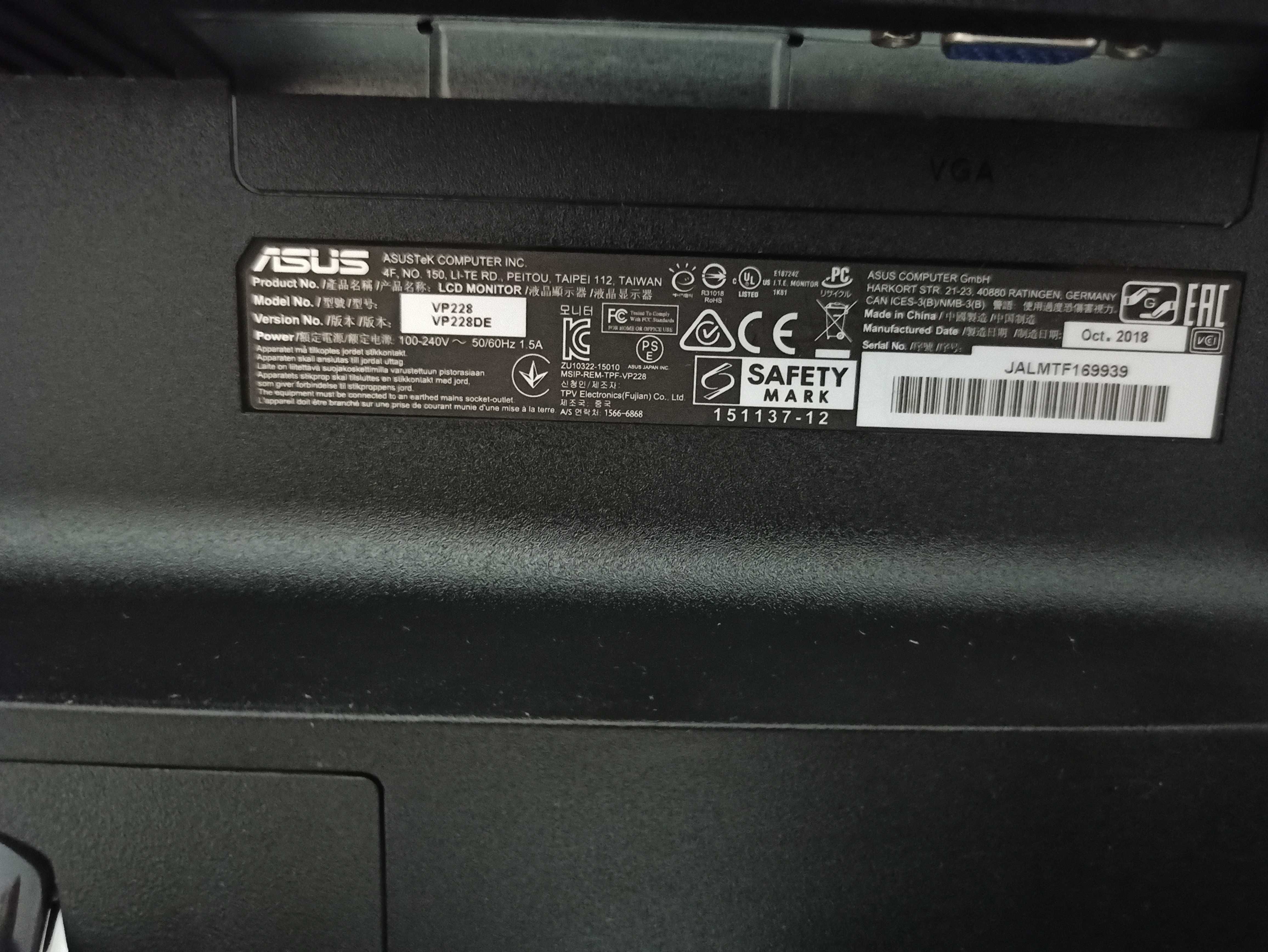 Monitor Asus VP228DE 21,5 cala