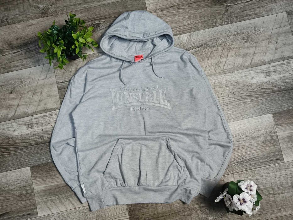 LONSDALE на лампасах худі чоловіче сіре бавовна L