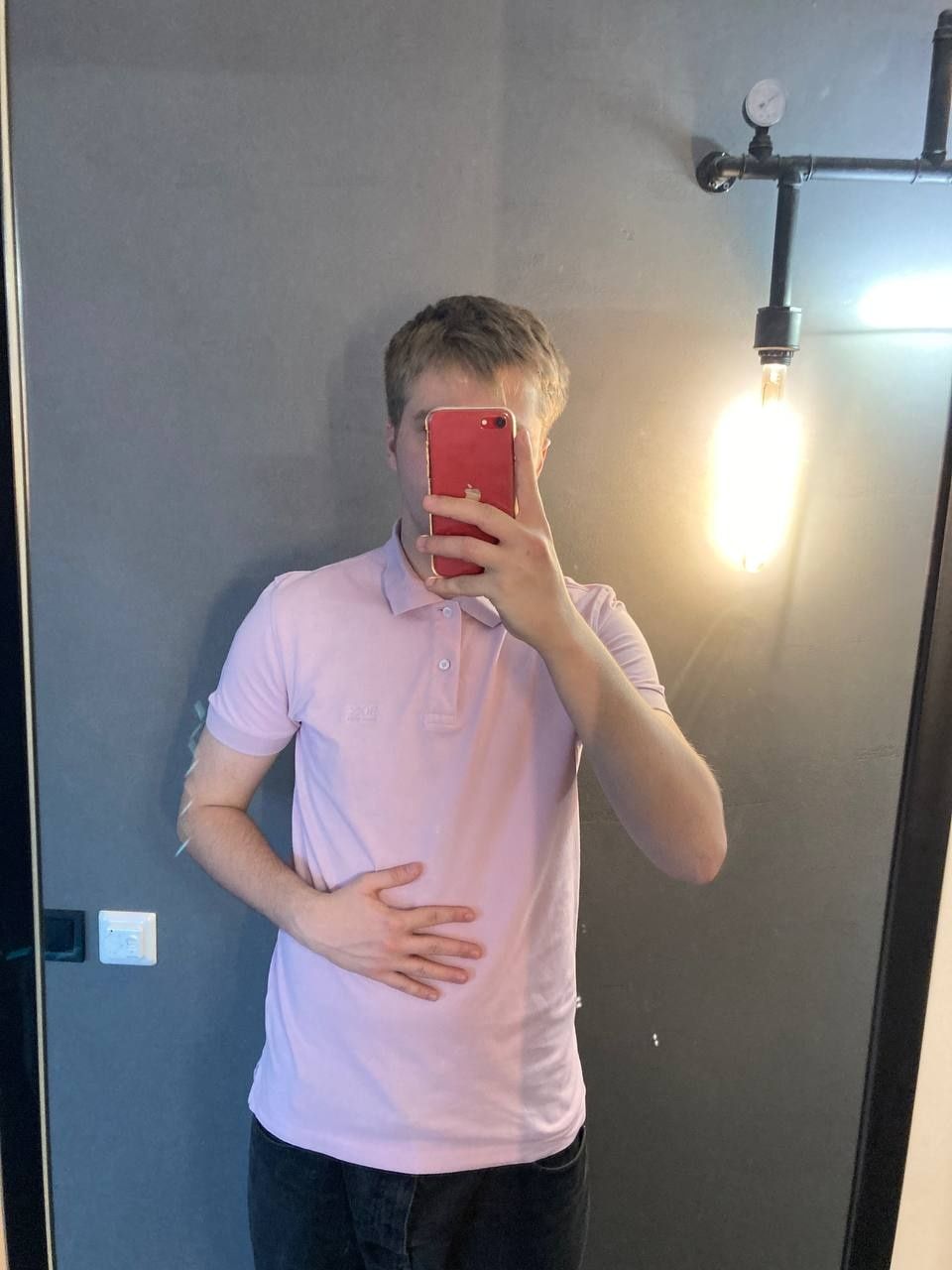 Поло футболка Hugo boss нежно розовая M-L luxury regular fit