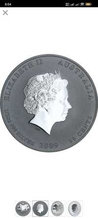 Серебряная монета 1/2oz Год Быка 50 центов 2009 Австралия