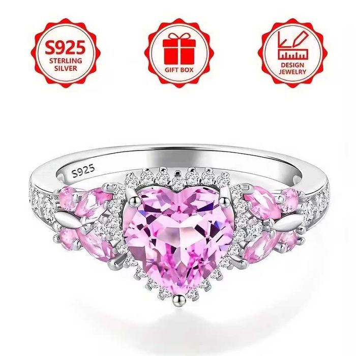 Рожеве жіноче кільце з чистого срібла