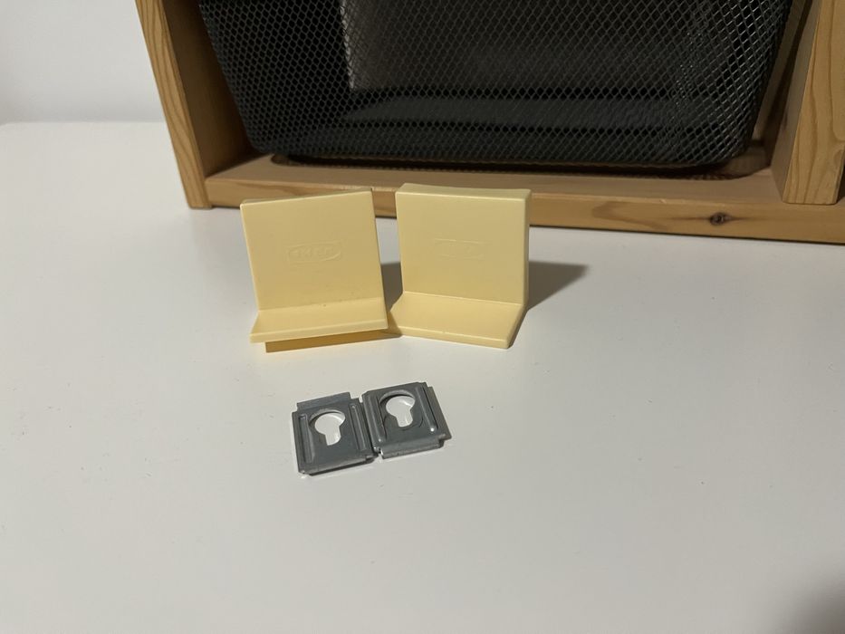 Ikea Trofast sosna wiszący pojemniki metalowe antracyt