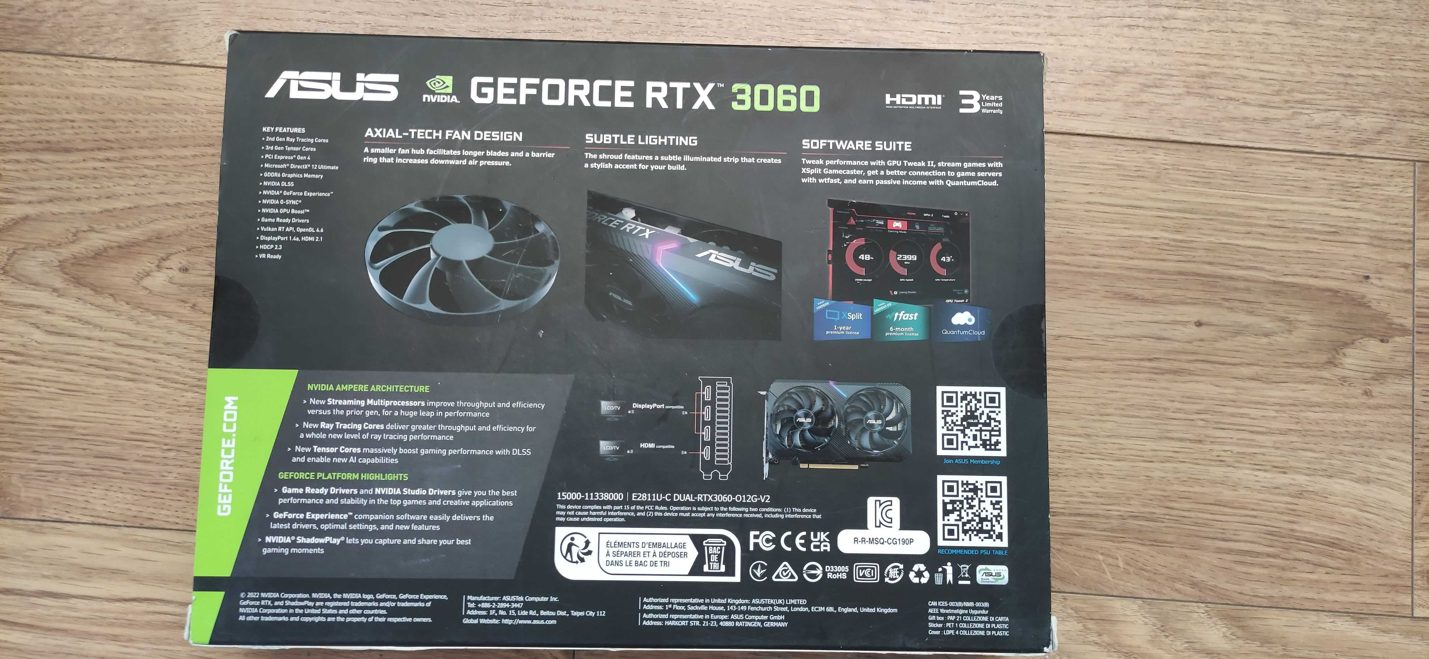 ASUS Rtx 3060 12GB Nowa karta graficzna (Zaplombowana)