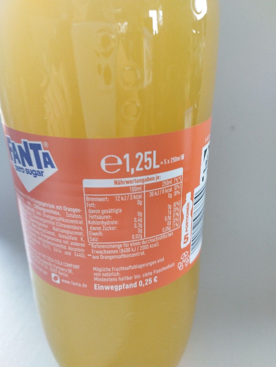 Fanta pomarańcza 1,25 L zero cukru