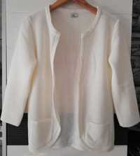 Żakiet damski biały uniwersalny sweterek narzuta