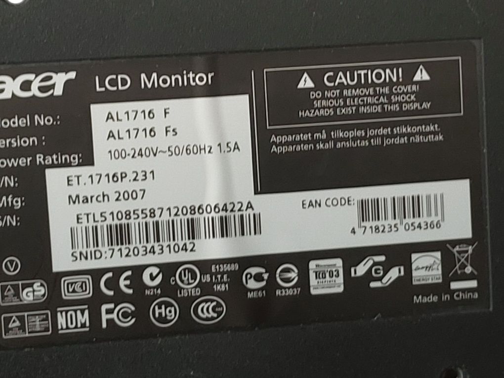 Monitor Acer AL1716 l