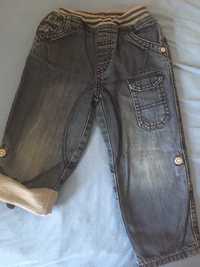 Spodnie dżinsowe ocieplane, niebieskie, miękkie, regulowana nogawka