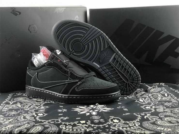 Travis Scott x Air Jordan 1 Low OG all black inverted hook low  36——46
