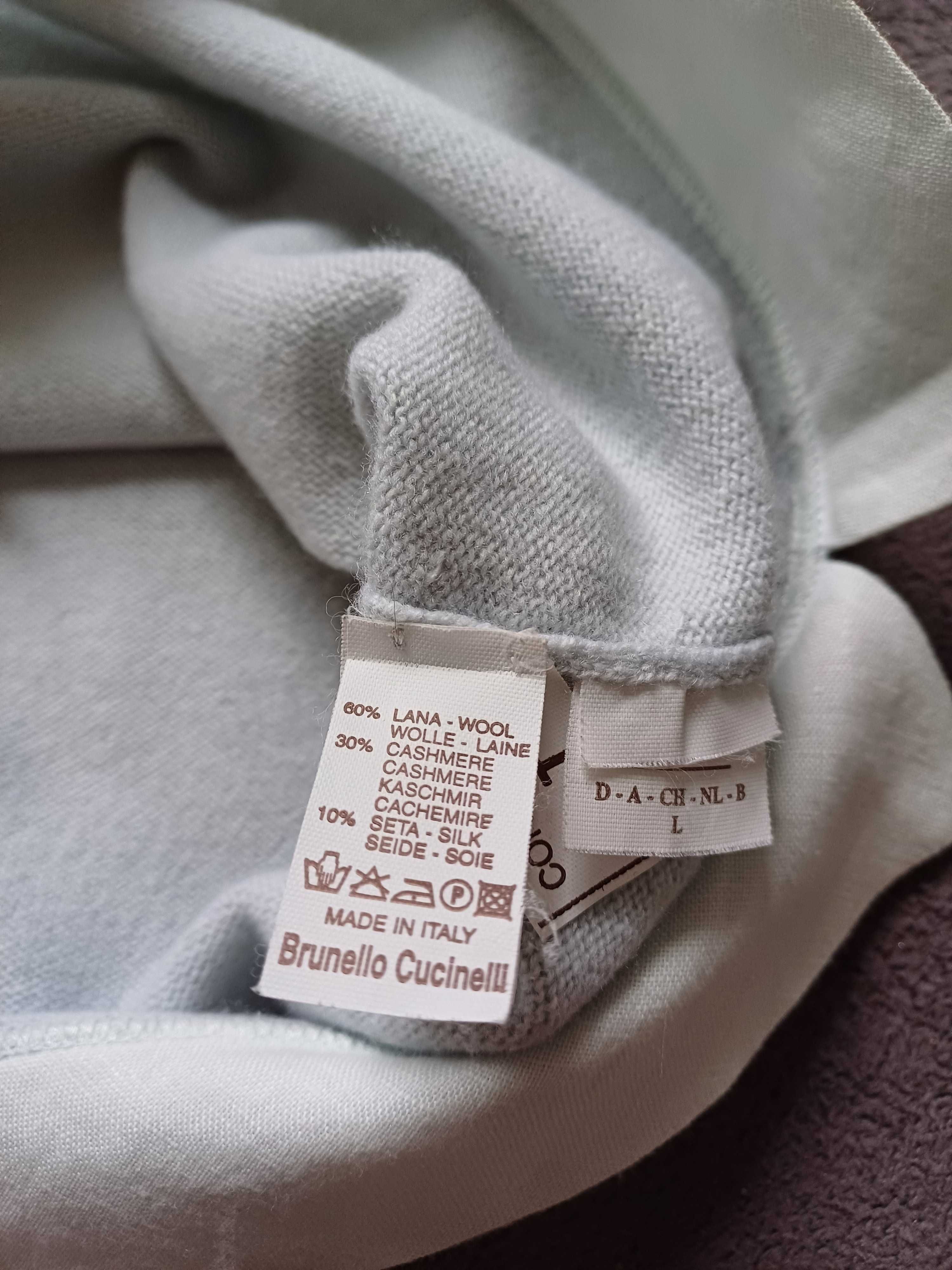 Brunello Cucinelli sweter wełna kaszmir jedwab rozmiar L