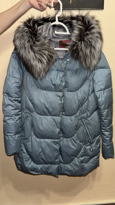 женский зимний пуховик,зимняя куртка CHANEVIA с мехом чернобурки