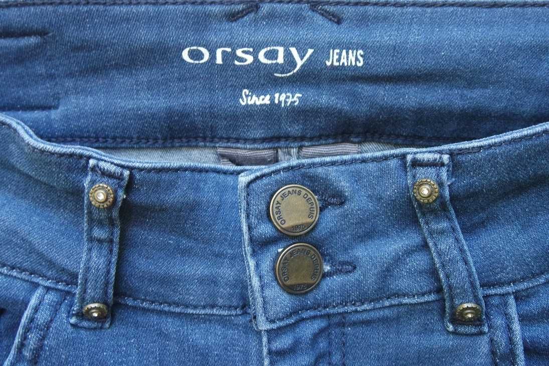 ORSAY spodnie jeans ciemne niebieskie jeansy przecierane Nowe 36/S