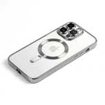 Etui Silikonowe Iphone 13/14/15Plus Pro Max Magnetyczne Srebrny Case