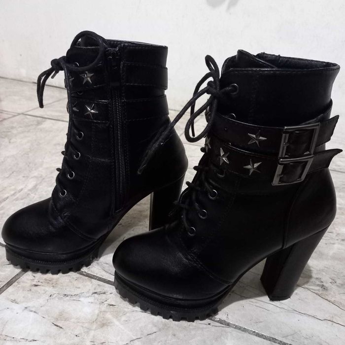 Bota Tornozelo Salto Alto Plataforma Feminina Seminova Confortável