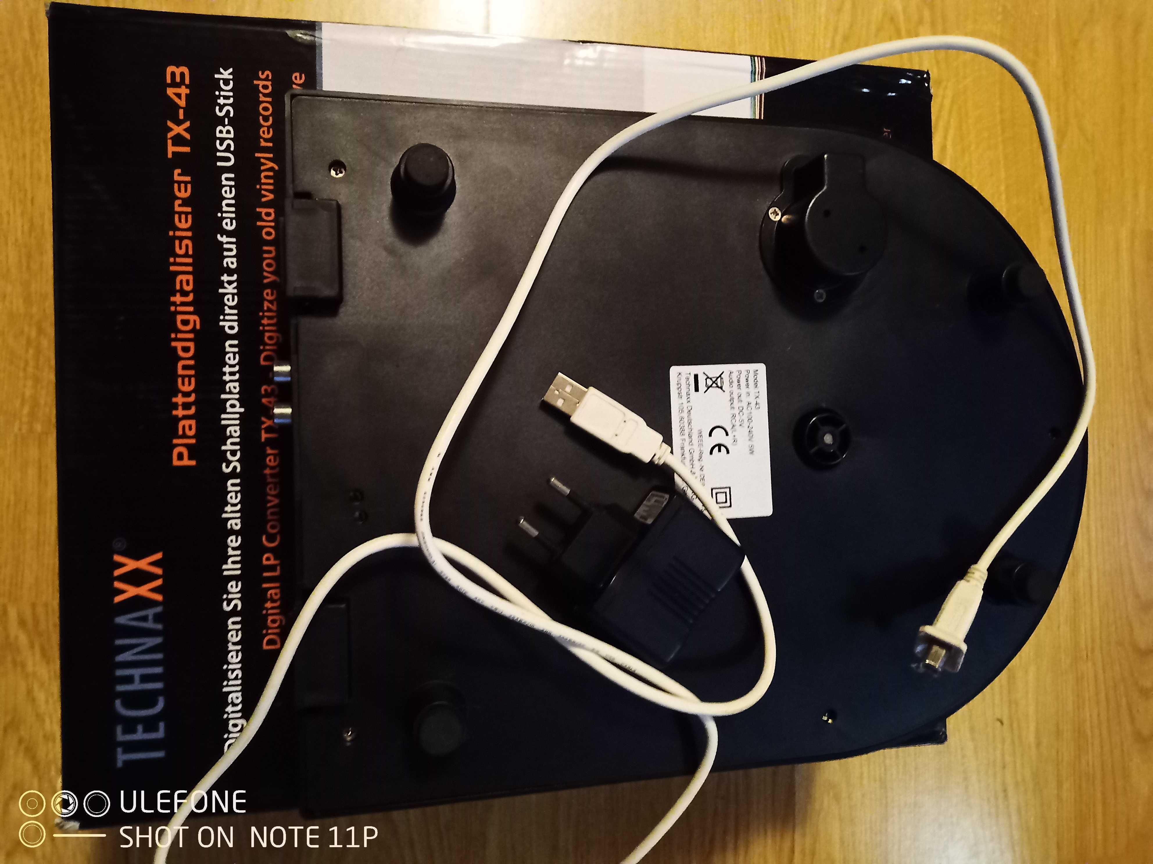 Gramofon Technaxx TX-43 nagrywanie płyt przez USB winyl odtwarzacz MP3